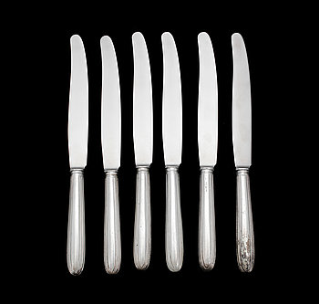 254559. KNIVAR, 6 st, silver, Karlskrona, 1800-tal.