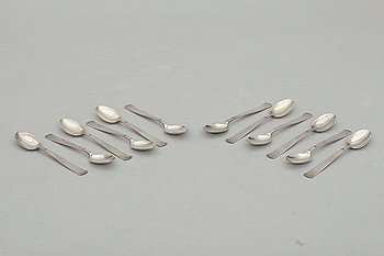 258302. KAFFESKEDAR, 12 st, silver, Rosenholm, GAB, 1900-tal, vikt 146g.