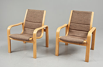 258796. KARMSTOLAR, ett par, Yngve Ekström, Swedese, 1900-talets tredje kvartal.