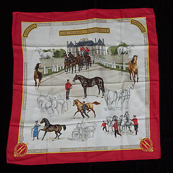 260077. SCARF, siden, Les Haras Nationaux, design H. de Watrigant, Hermès, Paris.