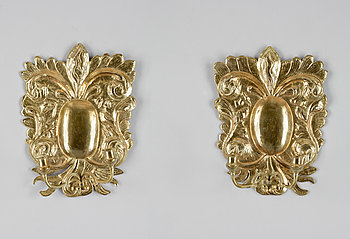 261086. LJUSPLÅTAR, ett par, mässing, barockstil, 18001900-tal.