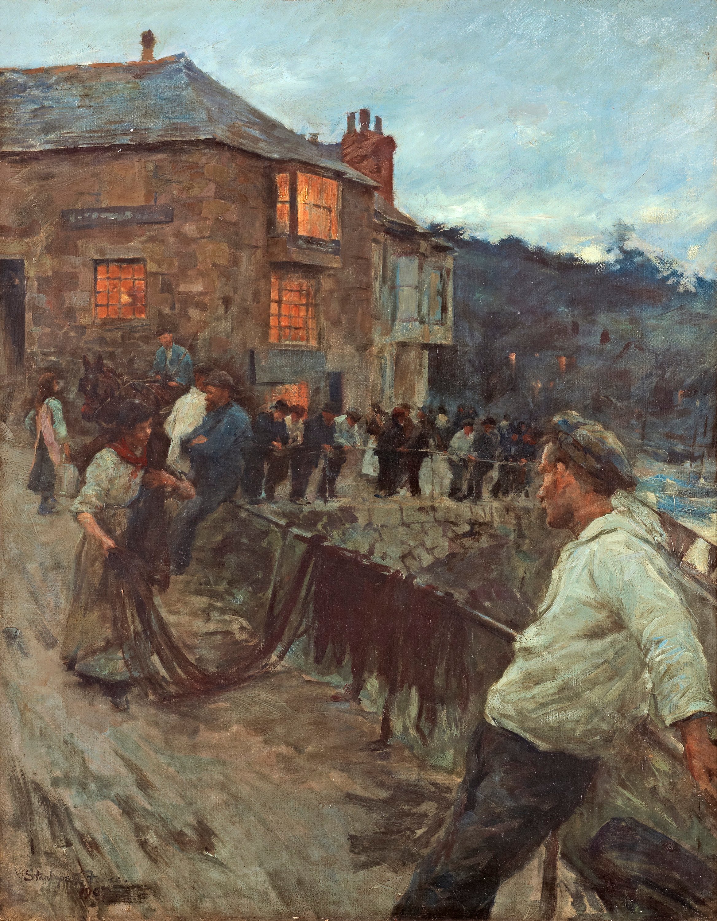 Stanhope A. Forbes, "The Quayside, Newlyn, 1907". - Bukowskis