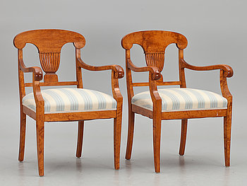 262106. KARMSTOLAR, ett par, Karl Johanstil, 1900-talets början.