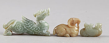262671. FIGURINER, 3 st, Jade, Kina, 1900-tal.