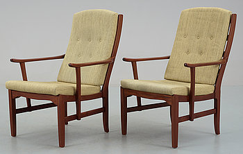 265117. FÅTÖLJER, ett par, Ulfåsa, Carl Malmsten, Bodafors.