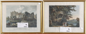 26725. HEARNE, THOMAS, efter, 2 st, kopparstick, England, 1800-tal.