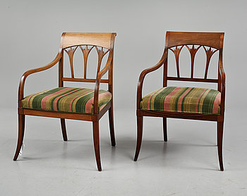 267609. KARMSTOLAR, ett par, Karl Johan, 1800-tal.