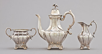 270284. KAFFESERVIS, 3 delar, nysilver. 1900-tal.
