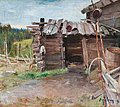 PEKKA HALONEN, AN OLD SHACK. Sign. -91. Oil...