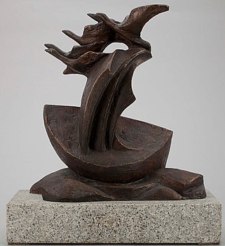 272965. LISE AMUNDSEN, FÅGLAR. Brons, sign. 1987.