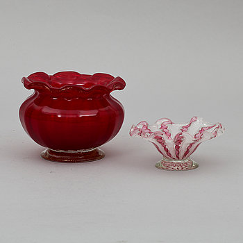 273224. SKÅLAR, 2 st. Glas, Murano, 1900-tal.