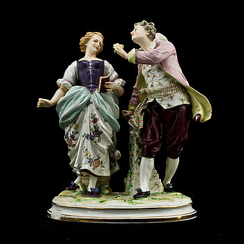 273270. FIGURINGRUPP, porslin, Ludwigburgsliknande märke, 18001900-tal.