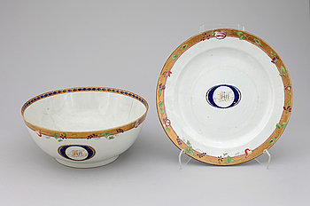 273442. BÅLSKÅL med FAT, kompaniporslin, Kina omkring 1800.