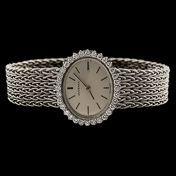 275111. DAMARMBANDSUR, 18k vitguld med 32 briljantslipade diamanter, tot ca 0.96 ct, Juvenia, Schweiz, 1900-tal. Vikt 50 g.