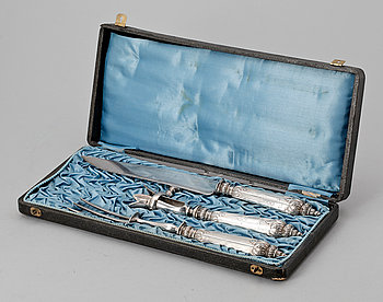 275353. TRANCHERBESTICK, nysilver, 3 delar. Ca 1900.