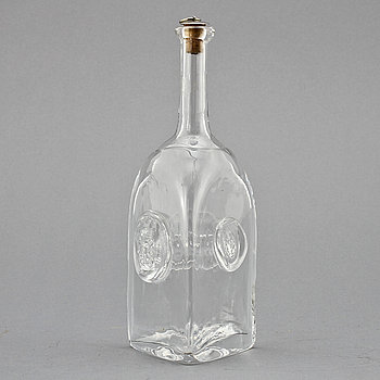 277393. BRÄNNVINSFLASKA, glas, Erik Höglund, Boda, sign, 1900-talets andra hälft.