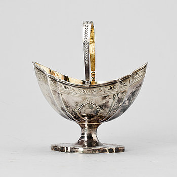 277609. SKÅL MED HANDTAG, London 1789-90-tal. Vikt 200 gram.