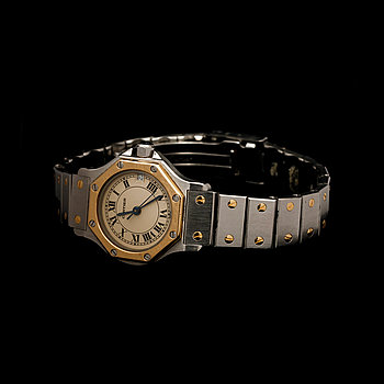 277860. ARMBANDSUR, guld och stål. Cartier. 1900-talets andra hälft.