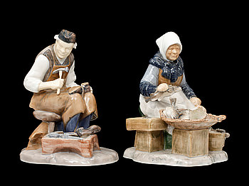 277968. FIGURINER, 2 st, porslin, Bing  Gröndal.