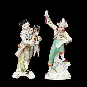 278000. FIGURINER, 2 st, porslin, europa, 18001900-tal.