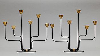 279575. KANDELABRAR, ett par. Gunnar Ander för Ystad Metall. 1900-talets mitt.