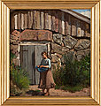 AUGUST MALMSTRÖM, olja på pannå, monogramsign.