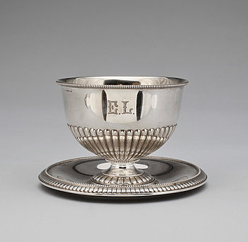 283420. SÅSSKÅL, silver, Carl Fredrik Carlman Stockholm 1897. Tot vikt ca 546 gram.