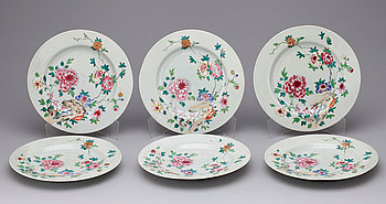 284956. TALLRIKAR, 6 st, porslin, Qianlong, Kina, 1700-tal.