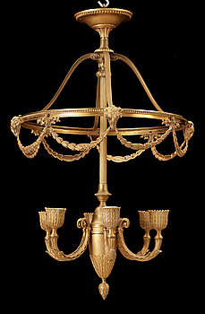 285599. LJUSKRONA, förgylld metall, empirestil, tidigt 1900-tal. H 74.