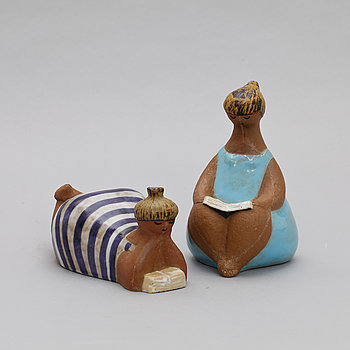 285717. FIGURINER, 2 st, stengods, Lisa Larson, Gustavsberg. 1950-tal.