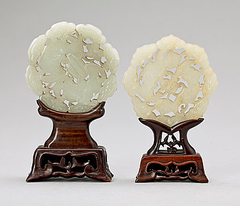 286162. PLAKETTER, 2 st,  Nefrit, Kina.