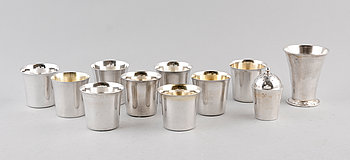 286878. SAMLING SILVERFÖREMÅL, 11 del. Tot vikt ca 266 g.