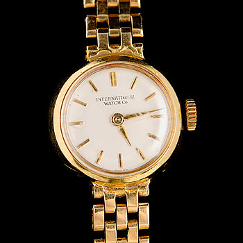 287209. DAMARMBANDSUR, 18 k, International Watch Co. Vikt m urverk ca 23 g.