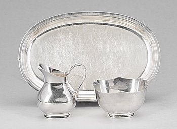 288267. PARTI SILVER, 3 delar, 1900-talets första hälft  mitt. Vikt ca 291 g.