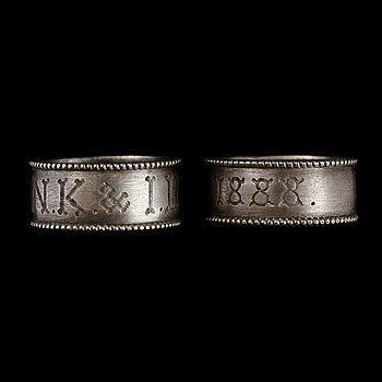 291081. RINGAR, 1 par, sannolikt silver, samiska.