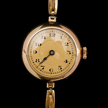 291112. DAMARMBANDSUR, guld, 1900-talets första hälft.