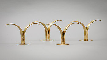 291279. LJUSSTAKAR, 2 par, mässing, Lilja, Ivar Ålenius Björk, Ystad Metall.