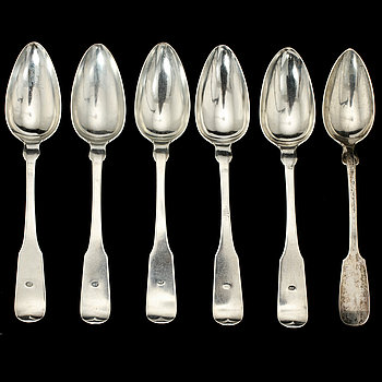 292091. MATSKEDAR, 6  1 st, silver, IG Enberg, 1855 samt Walter Bindei, Tyskland. Vikt 365.