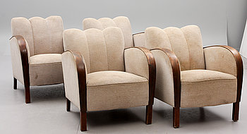 292423. FÅTÖLJER, 4 st, Art deco, 1900-talets första hälft.
