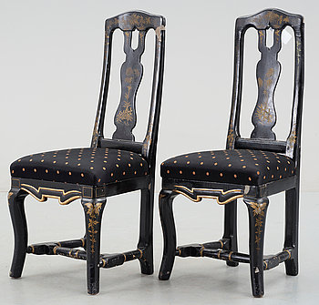 295743. STOLAR, ett par, senbarock, provins, 1700-talets mittandra hälft.