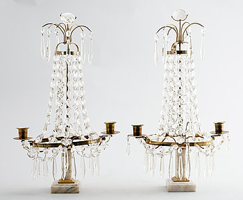 298202. BORDSLYSTRAR, 1 par, gustaviansk stil, 1900-talets mitt.