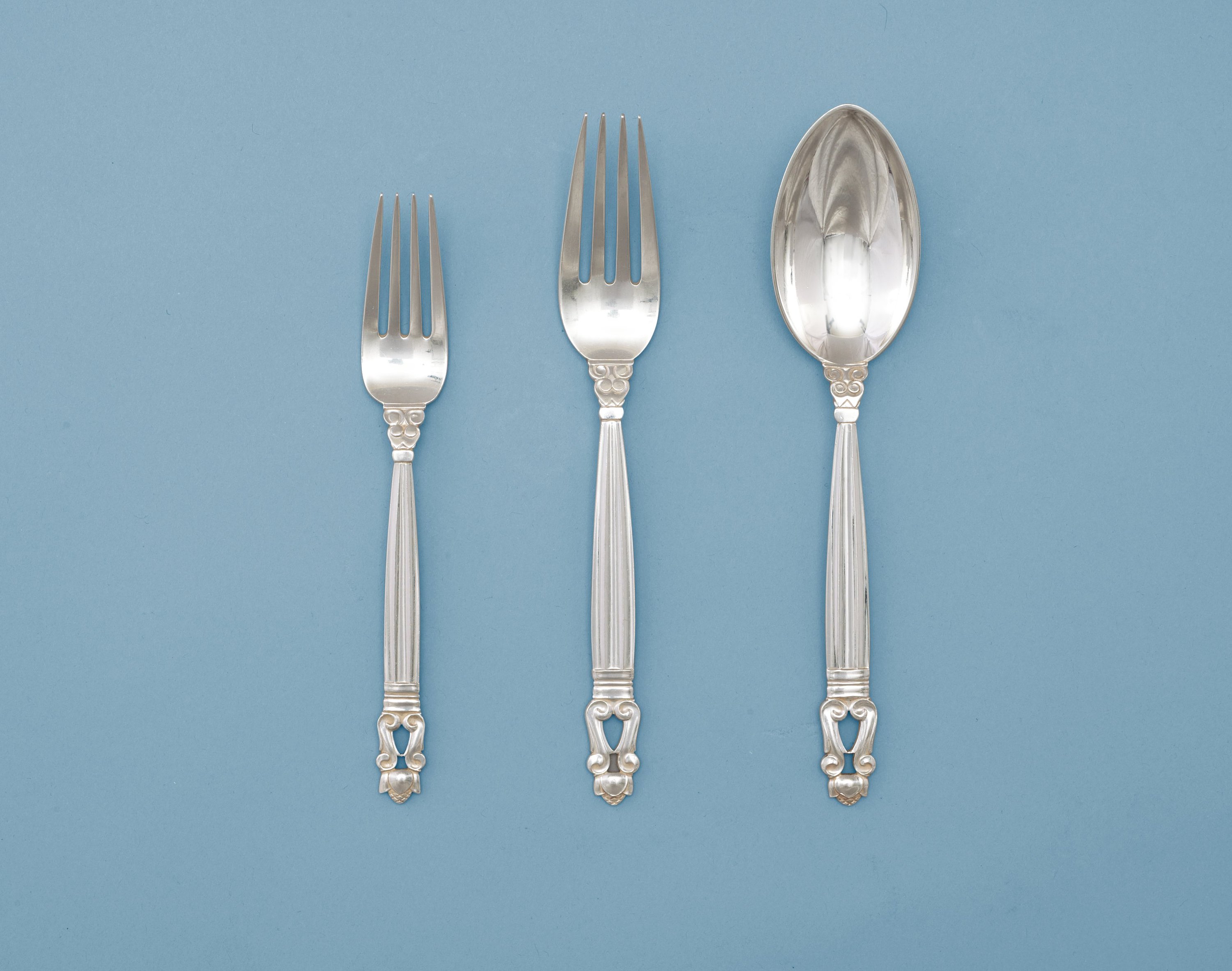 A Johan Rohde set of 18 pcs of 'Acorn' flatware, Jensen