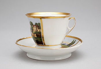 332289. KOPP MED FAT, porslin, empire, Europa, 1800-tal.
