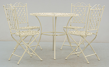 334431. TRÄDGÅRDSGRUPP, 5 delar, metall. Modern tillverkning.