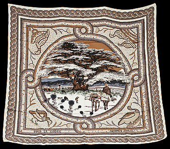 335241. SCARF, siden, Sous le Cedre, design Dimitri Rybaltchenko, Hermès, Paris.