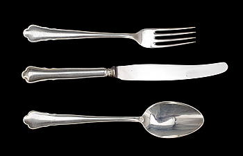 336631. BESTICKSERVISDELAR, 22 st, silver, Chippendale, GAB, Stockholm 1950-tal. Totalvikt ca 840 gram.