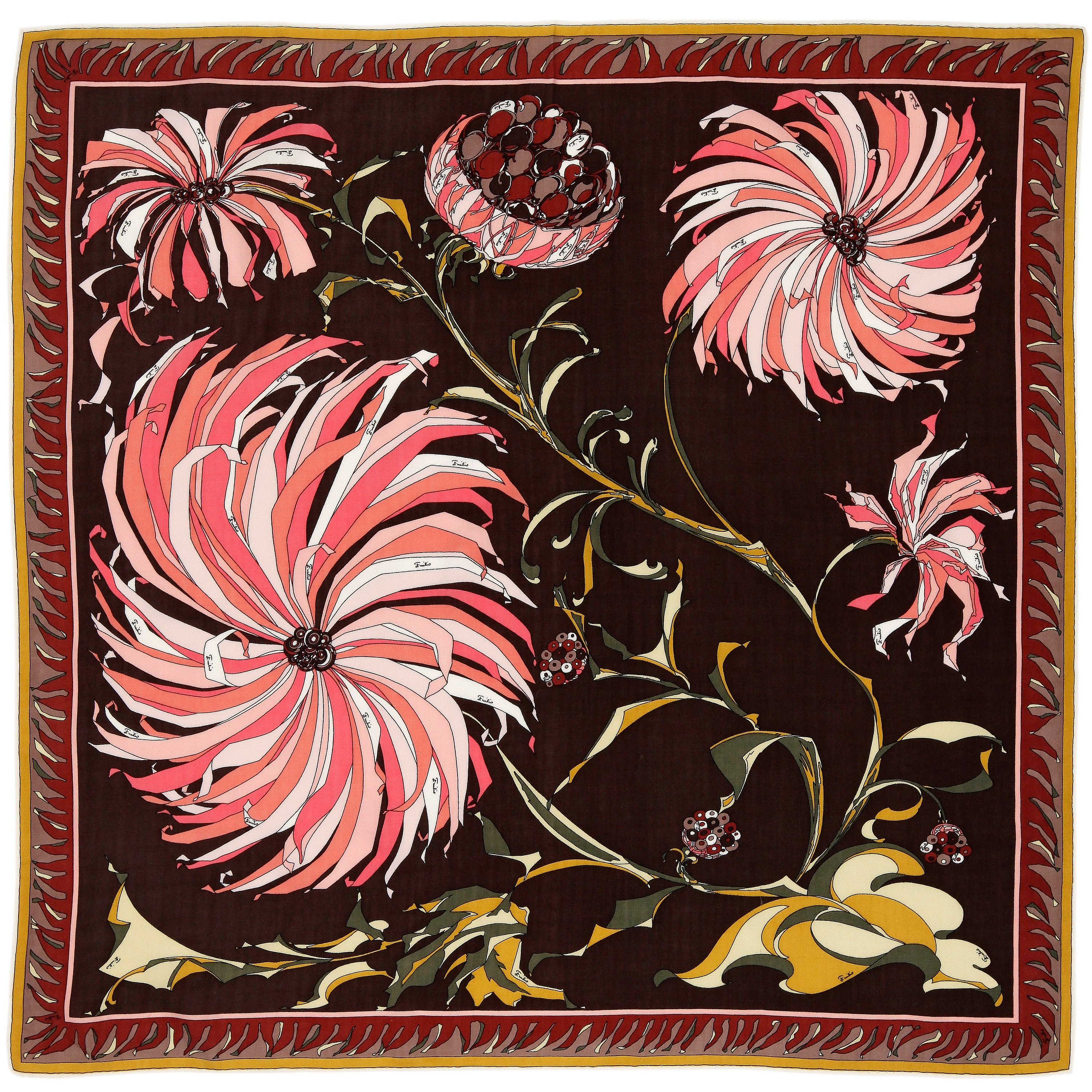 Écharpe Magnifique Emilio Pucci - 100% Soie, Motif Géométrique Multicolore - Vintage, Très Bon état