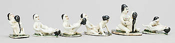 339393. FIGURINER, 6 st. Porslin, Kina, 1900-talets början.