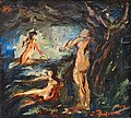 JALMARI RUOKOKOSKI, NYMPHS. Sign. 1918. Oil...