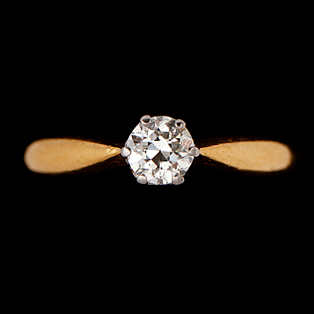 342595. RING, 23 k guld, med solitär briljant ca 0.50 ct.